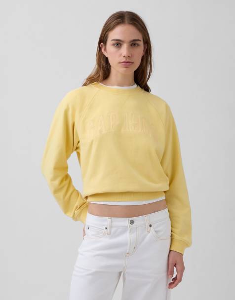 GAP colleigate logo sweatshirt in butter yellow