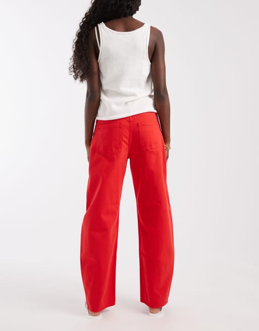 GAP cotton barrel leg jeans in red, 2 of 5