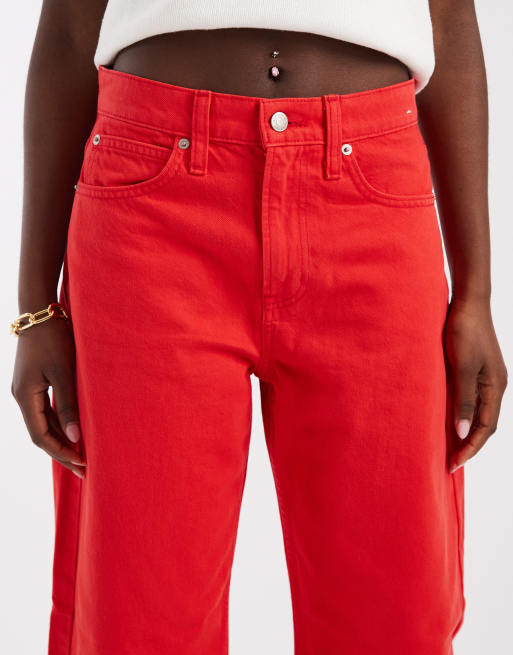 GAP cotton barrel leg jeans in red, 5 of 5