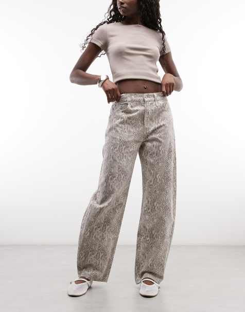 GAP cotton barrel leg jeans in snake print - view 1