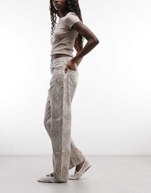 GAP cotton barrel leg jeans in snake print, 2 of 5