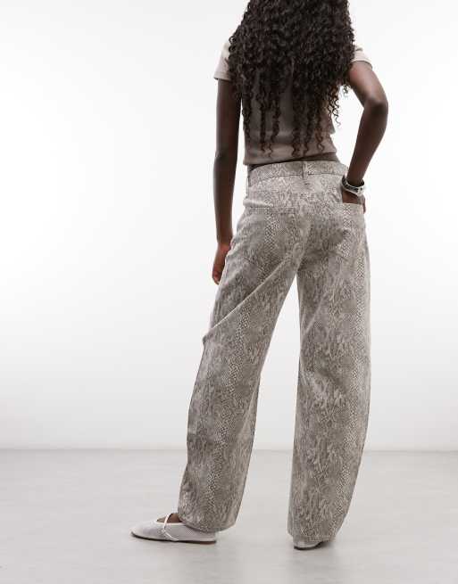 GAP cotton barrel leg jeans in snake print, 3 of 5