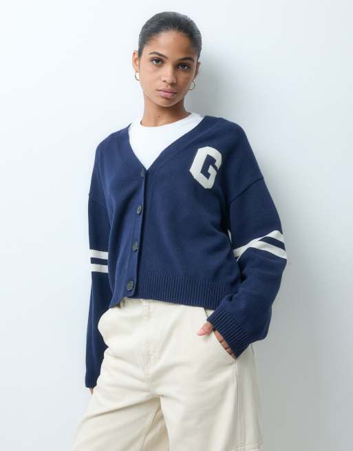 GAP cotton barrel sleeve cardigan in navy, 2 of 4