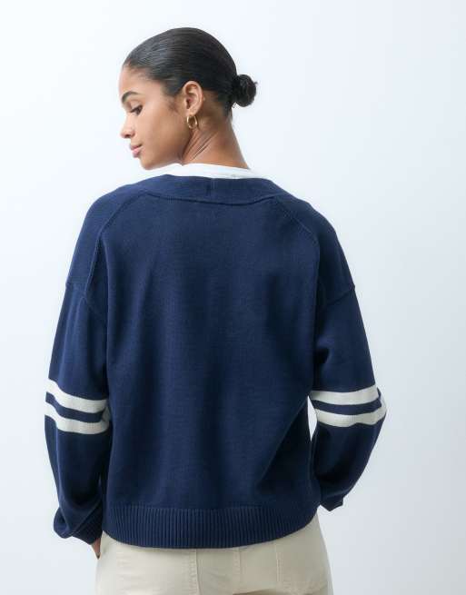 GAP cotton barrel sleeve cardigan in navy, 4 of 4