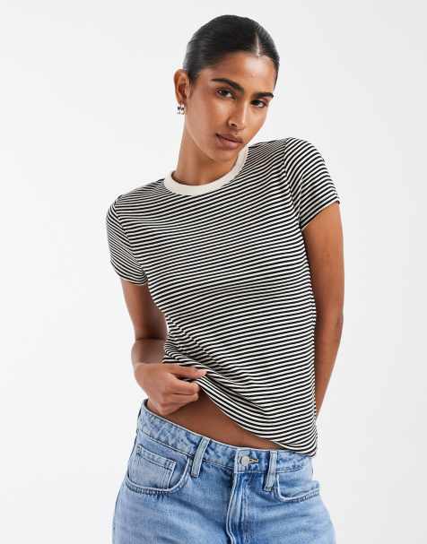 GAP cotton crew t-shirt in black stripe - view 1