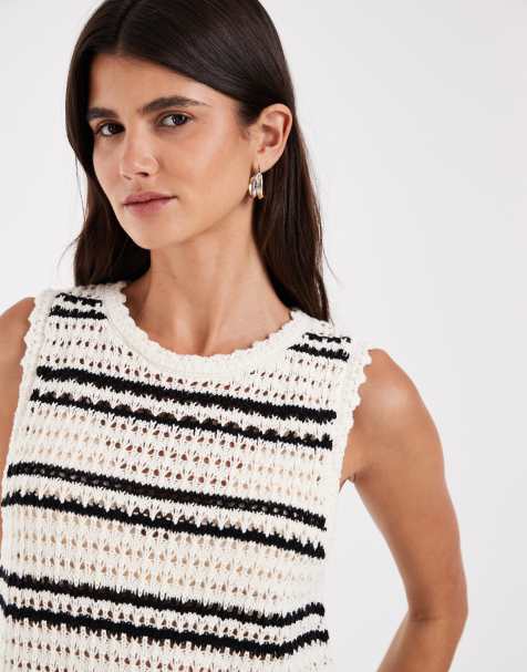 GAP cotton knit tank top in black and white stripe - view 1