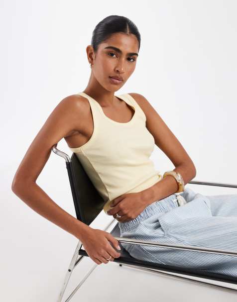 GAP cotton ribbed vest in baby yellow - view 1