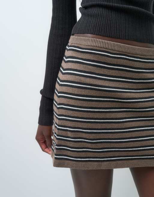 GAP cotton skort in brown stripe, 4 of 5