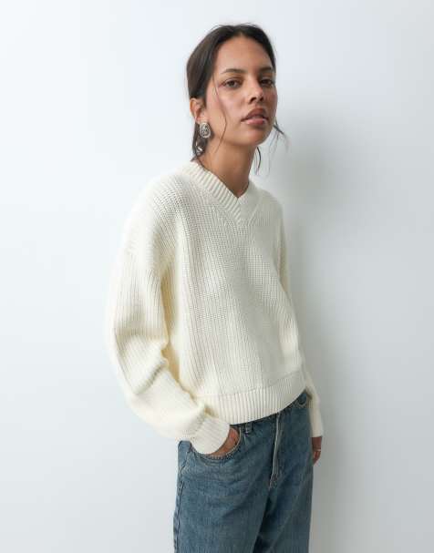 GAP cotton v-neck sweater in ivory - view 1