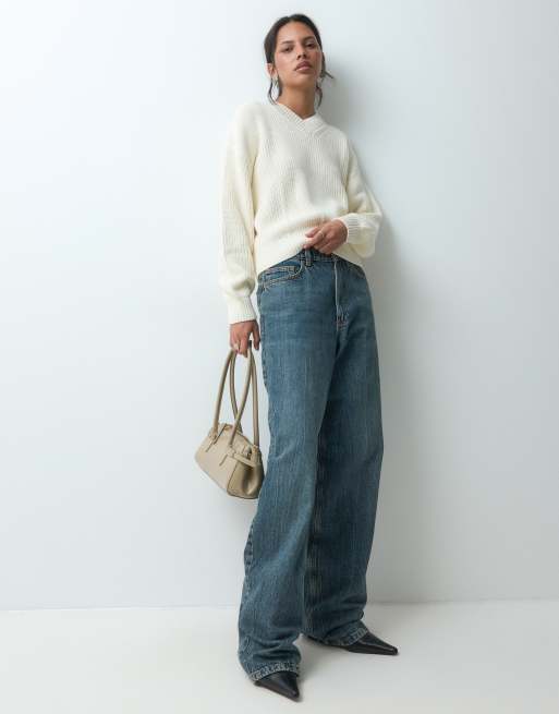 GAP cotton v-neck sweater in ivory, 2 of 5