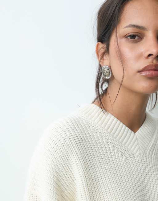 GAP cotton v-neck sweater in ivory, 3 of 5