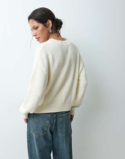 GAP cotton v-neck sweater in ivory, 5 of 5