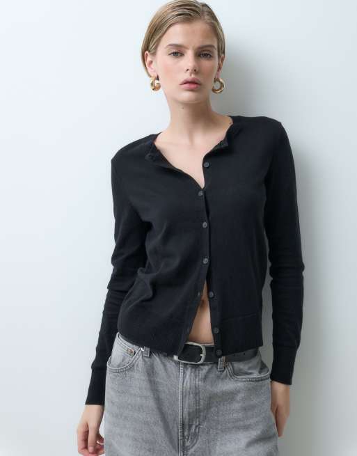 GAP crew neck cardigan in true black, 2 of 5