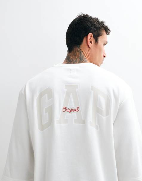 GAP crew neck short sleeved logo sweat top in white - view 1