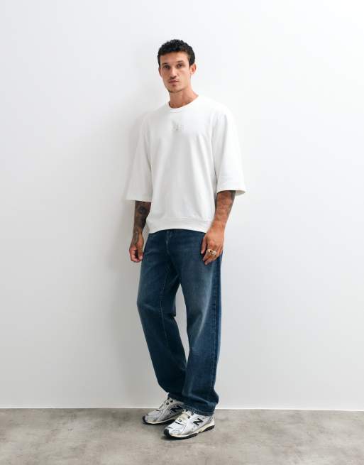 GAP crew neck short sleeved logo sweat top in white, 4 of 10