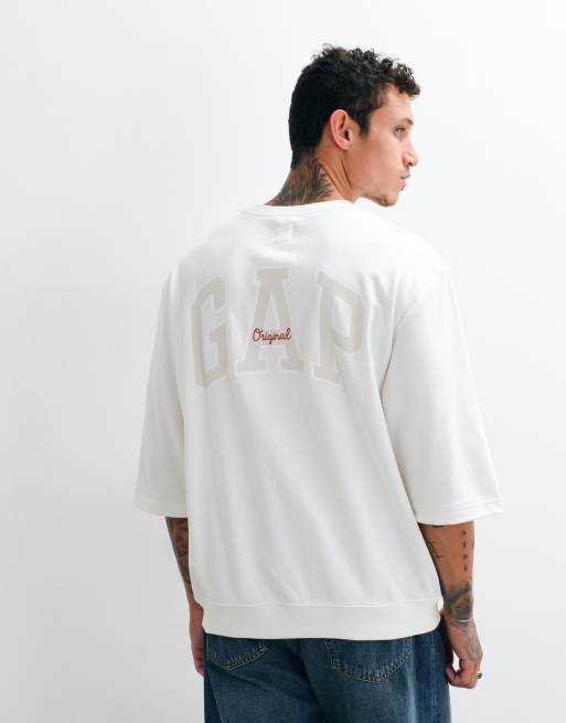 GAP crew neck short sleeved logo sweat top in white, 5 of 10