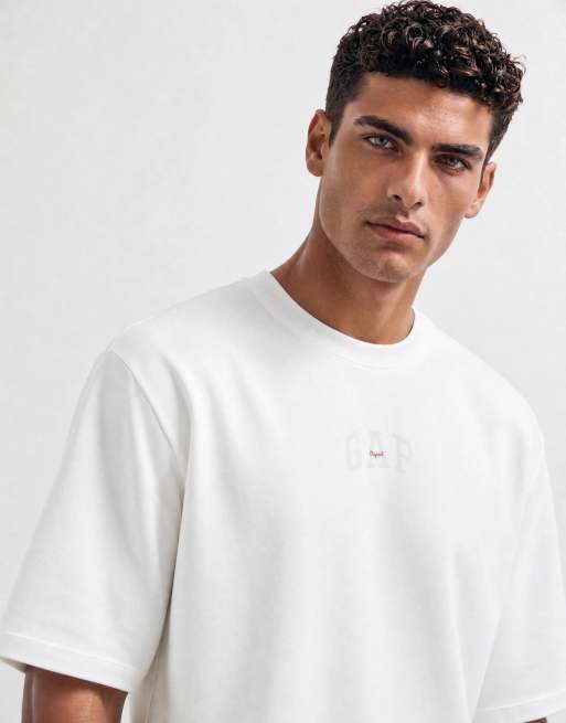 GAP crew neck short sleeved logo sweat top in white, 9 of 10
