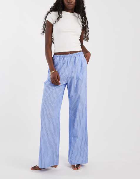 GAP crinkle cotton trousers in blue stripe - view 1