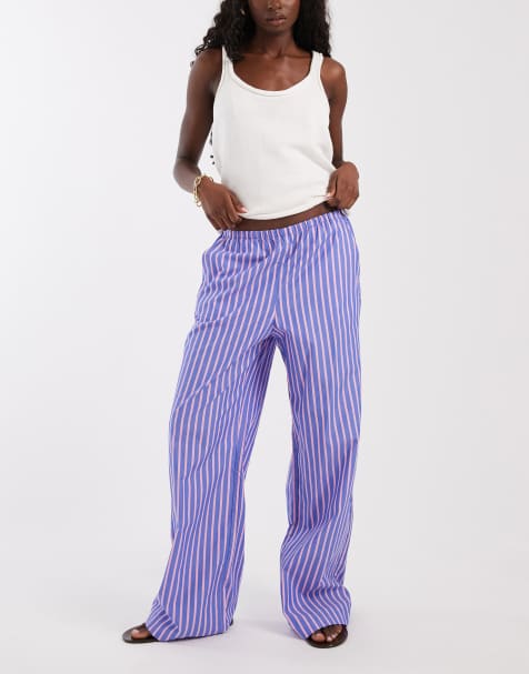 GAP crinkle cotton trousers in purple stripe - view 1