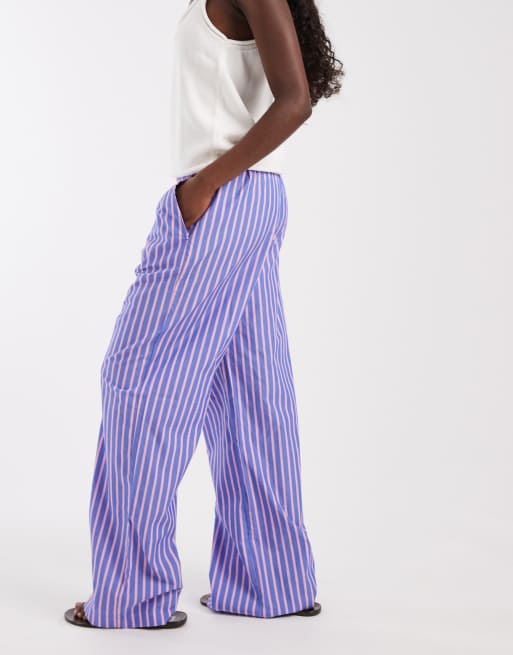 GAP crinkle cotton trousers in purple stripe, 2 of 5