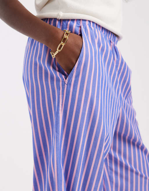 GAP crinkle cotton trousers in purple stripe, 3 of 5