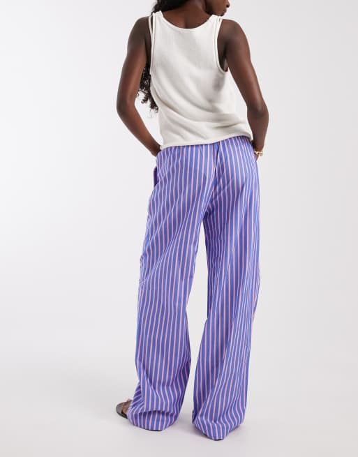 GAP crinkle cotton trousers in purple stripe, 4 of 5