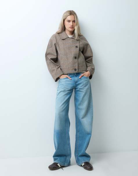 GAP Cropped checked trench coat in light khaki - view 1