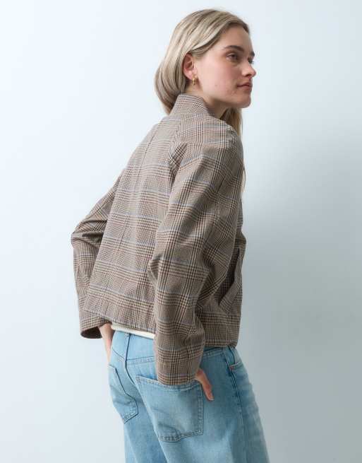 GAP Cropped checked trench coat in light khaki, 3 of 4