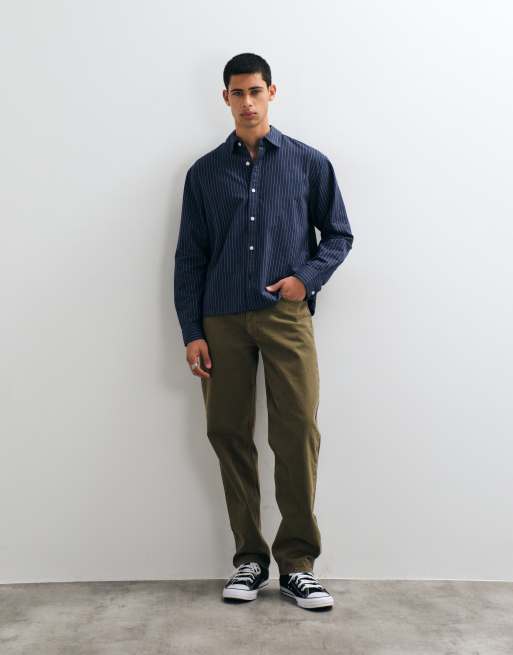 GAP cropped oxford stripe shirt in blue , 4 of 5
