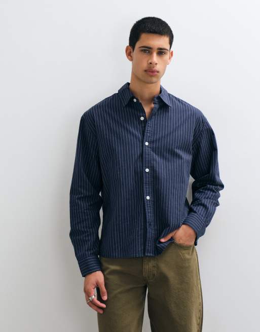 GAP cropped oxford stripe shirt in blue , 5 of 5