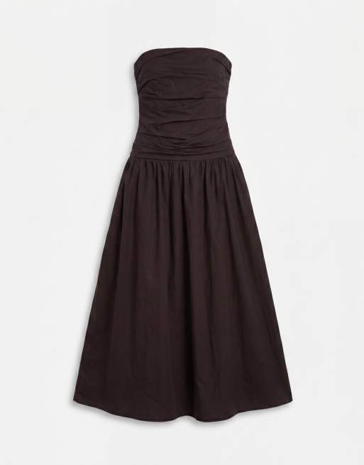 GAP drop waist bandeau maxi dress in brown, 5 of 8