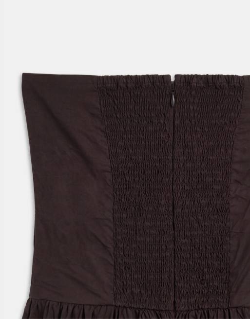 GAP drop waist bandeau maxi dress in brown, 6 of 8