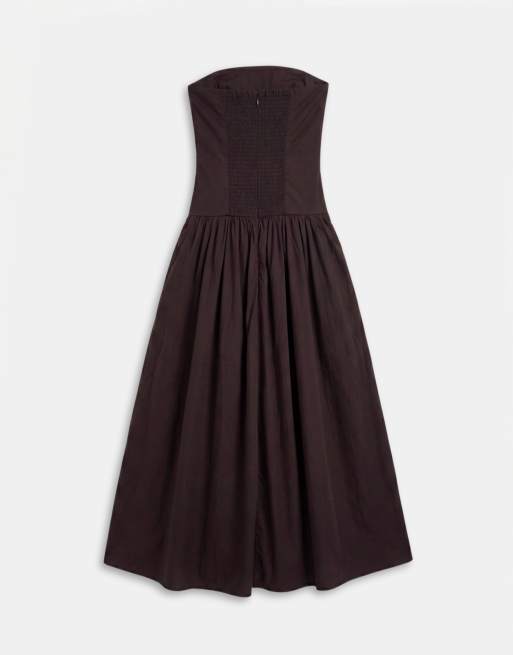 GAP drop waist bandeau maxi dress in brown, 7 of 8