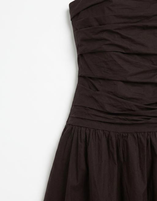 GAP drop waist bandeau maxi dress in brown, 8 of 8