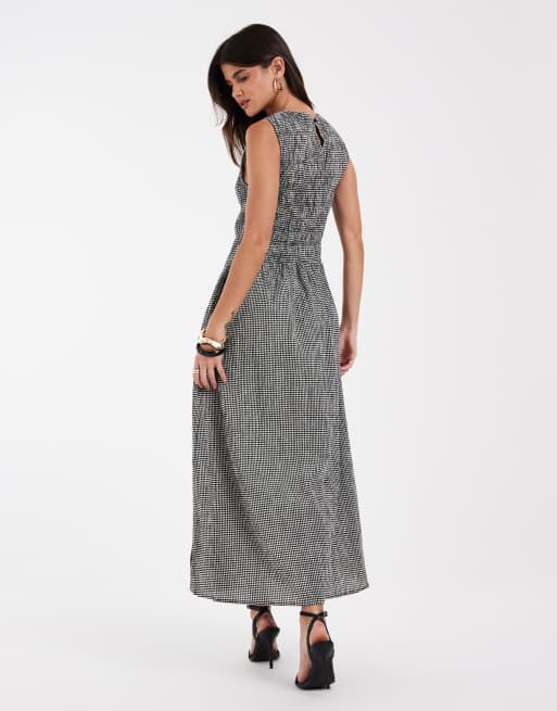 GAP drop waist seersucker maxi dress in black gingham, 2 of 4