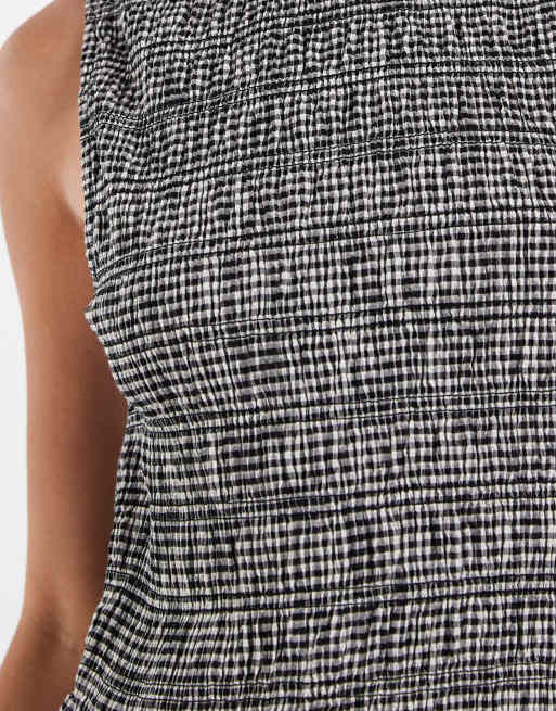 GAP drop waist seersucker maxi dress in black gingham, 4 of 4