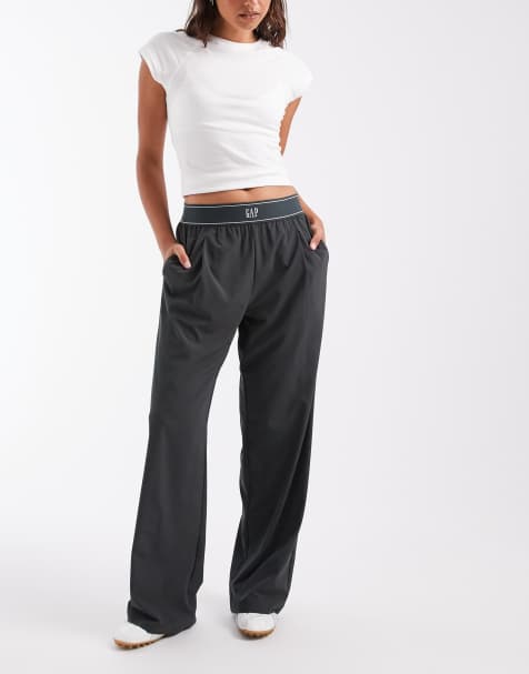 GAP elasticated waist woven trousers in dark green