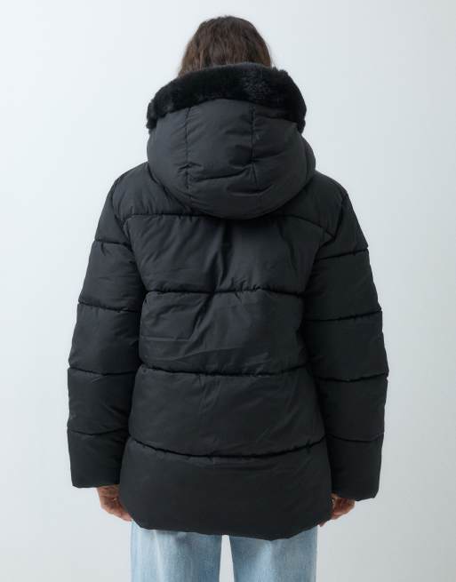 GAP faux fur lined padded jacket in black, 5 of 5