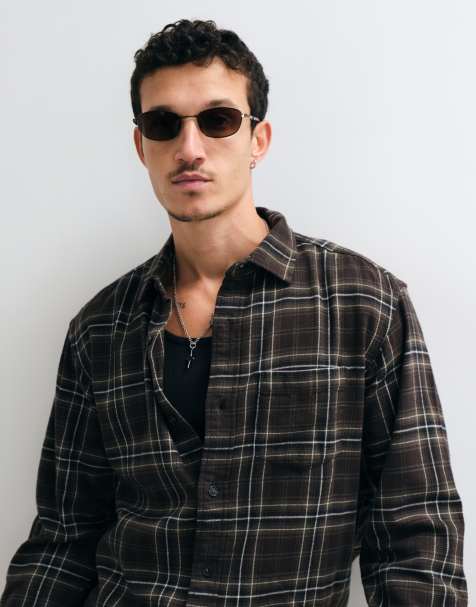 GAP flannel checked shirt in brown - view 1