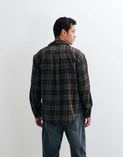 GAP flannel checked shirt in brown, 5 of 5