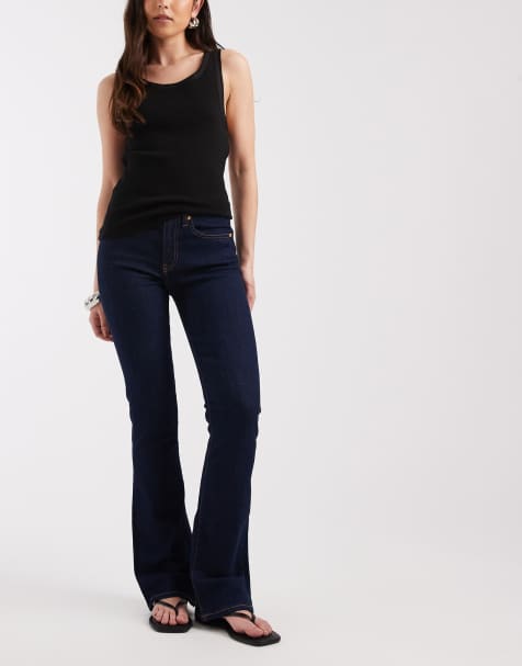 GAP flare leg jeans in dark wash indigo blue - view 1