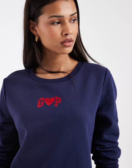 GAP foil heart print logo sweatshirt in navy, 2 of 4