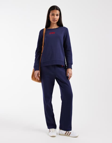 GAP foil heart print straight leg joggers in navy - view 1