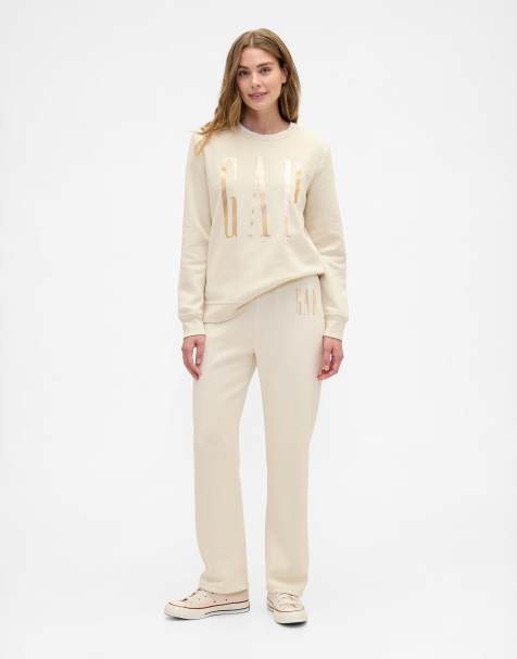 GAP foil print straight leg jogger co-ord in ecru - view 1