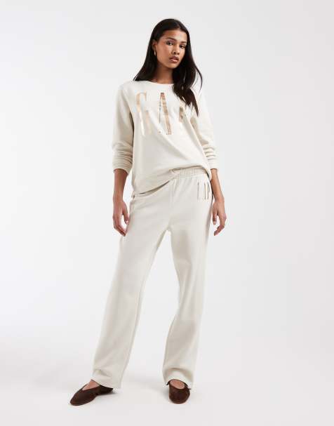 GAP foil print straight leg joggers co-ord in ecru - view 1