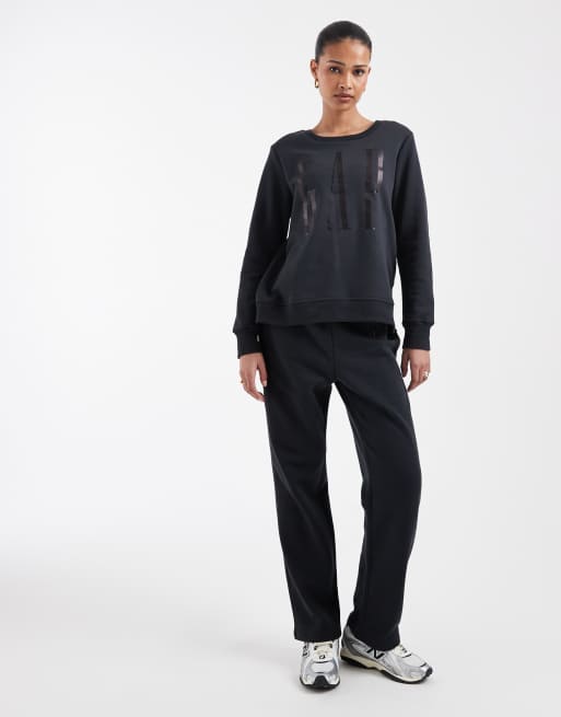 GAP foil print sweatshirt co-ord in black, 3 of 4
