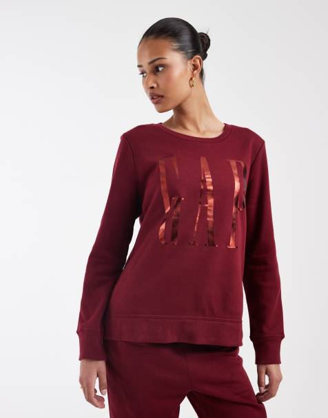 GAP foil print sweatshirt co-ord in burgundy