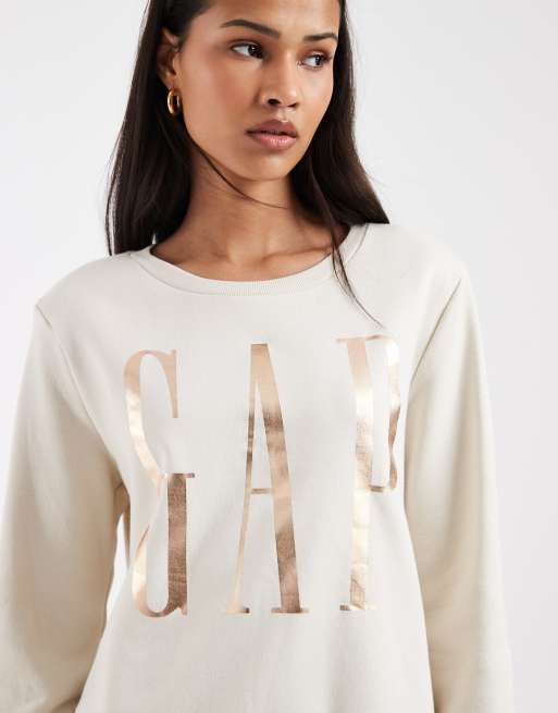 GAP foil print sweatshirt co-ord in ecru, 3 of 4