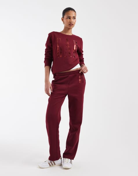 GAP foil print wide leg joggers co-ord in burgundy - view 1