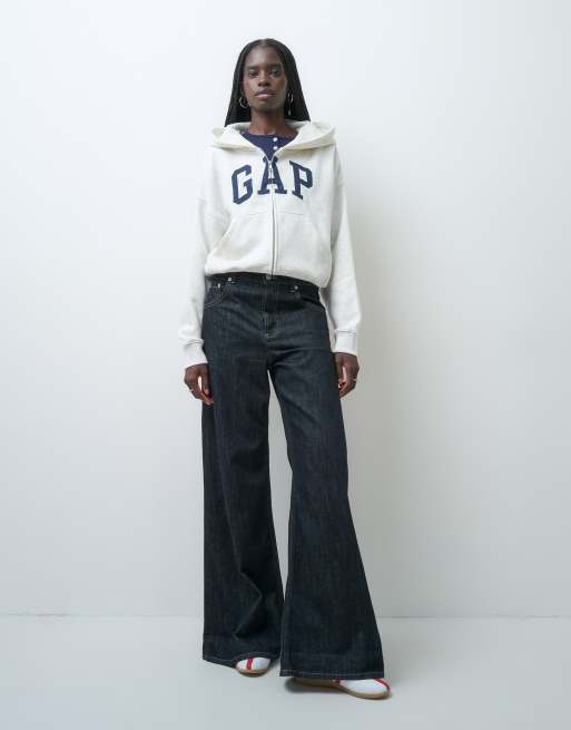 GAP full zip chest logo hoodie in heather grey, 2 of 4